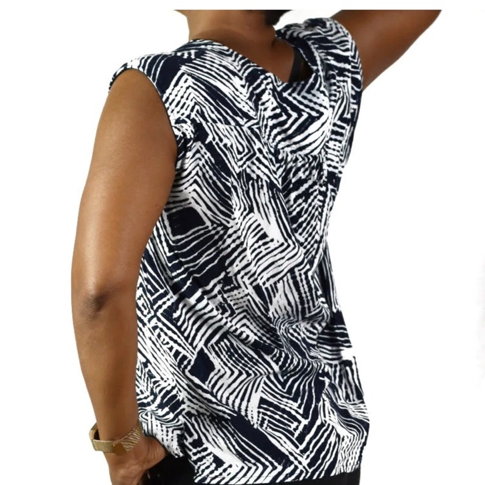 Trina Turk Navy and White tunic top small - Picture 3 of 4